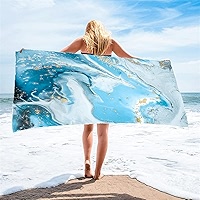 kewing Wave Print Beach Towel Swimming Fitness Beach Towel